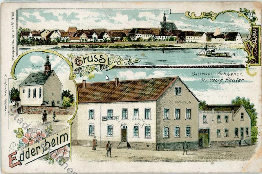 Historische Postkarte Gastronomie Hattersheim
