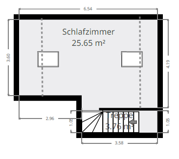 H30 Grundriss Dachgeschoss skizziert Maisonettewohnung Bad Soden