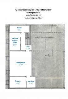 UG Grundriss Glockwiesenweg 3 Hattersheim Top Bungalow m�bliert in guter Lage!